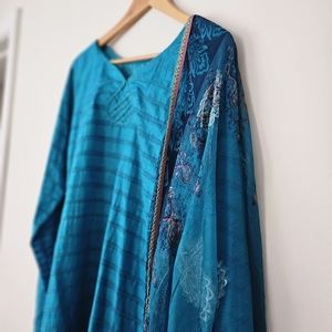 Teal Blue Green Salwar Kameez Pakistani Designer Wear Indian 3pc Dress Eid Outfi